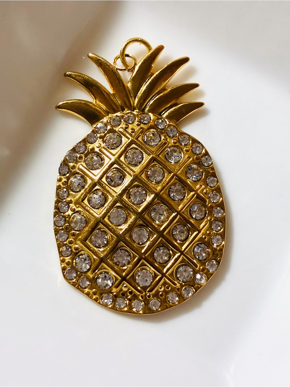 Gold Pineapple Crystal Pendant Necklace